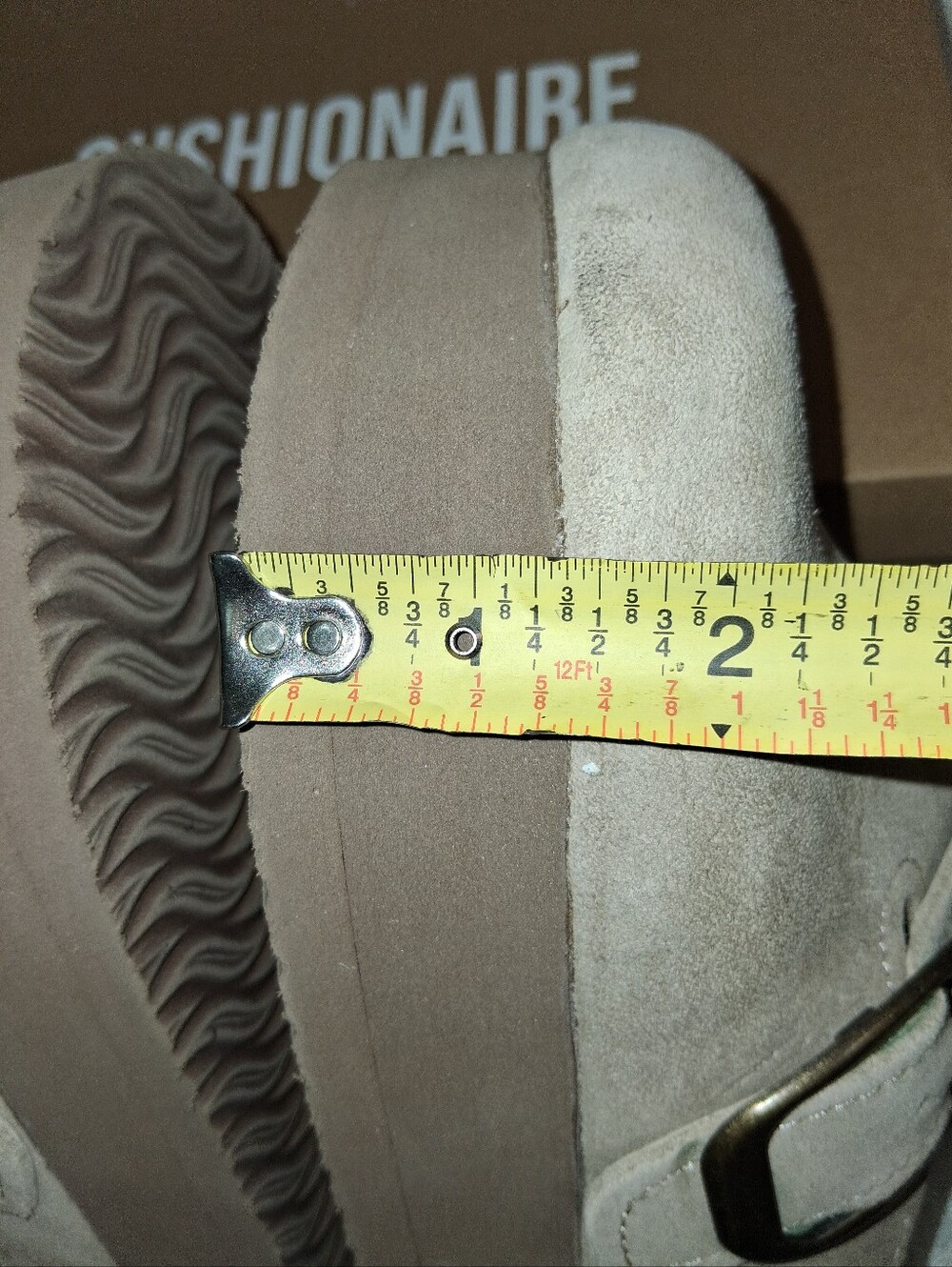 Cushionaire New Platform Suede Mule with Buckle in Taupe - Picture 14 of 17